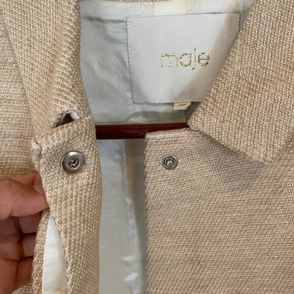 Maje cropped blazer tan women’s size 38 - Picture 4 of 12